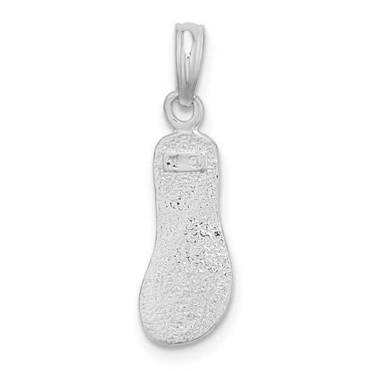 Sterling Silver De-Ani Rhodium-Plated Polished And Textured Flip Flop Pendant