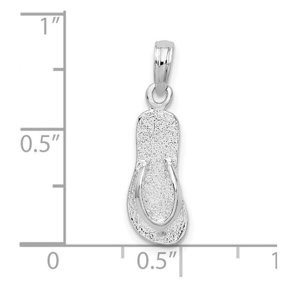 Sterling Silver De-Ani Rhodium-Plated Polished And Textured Flip Flop Pendant