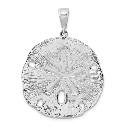 Sterling Silver De-Ani Rhodium-Plated Polished And Textured Sand Dollar Pendant