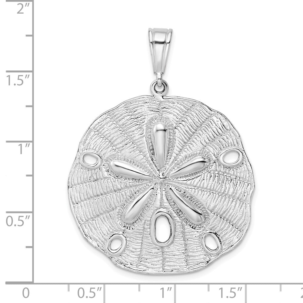 Sterling Silver De-Ani Rhodium-Plated Polished And Textured Sand Dollar Pendant