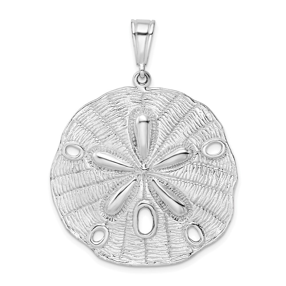 Sterling Silver De-Ani Rhodium-Plated Polished And Textured Sand Dollar Pendant