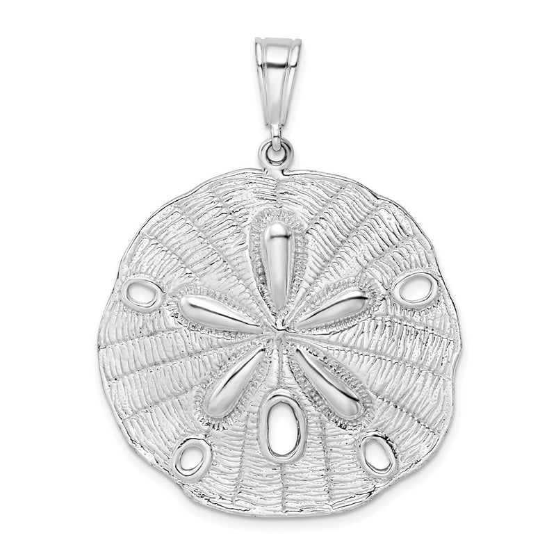 Sterling Silver De-Ani Rhodium-Plated Polished And Textured Sand Dollar Pendant
