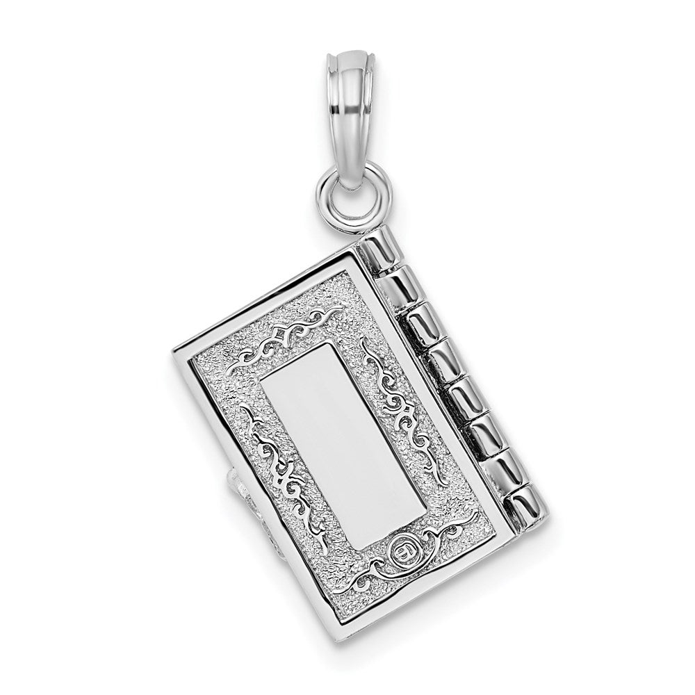 Sterling Silver De-Ani Rhodium-Plated 3D Moveable Lords Prayer Bible Pendant