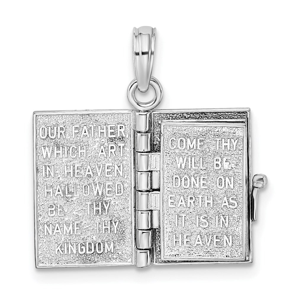 Sterling Silver De-Ani Rhodium-Plated 3D Moveable Lords Prayer Bible Pendant