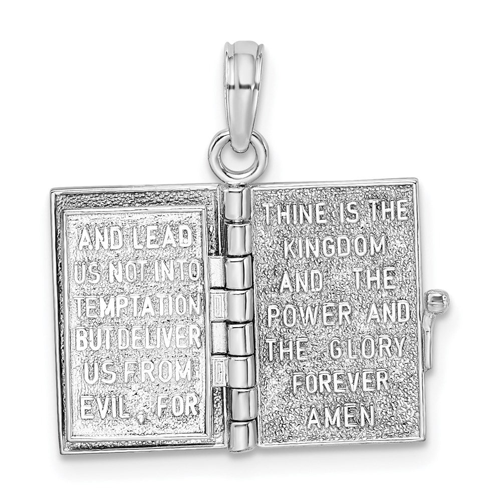Sterling Silver De-Ani Rhodium-Plated 3D Moveable Lords Prayer Bible Pendant
