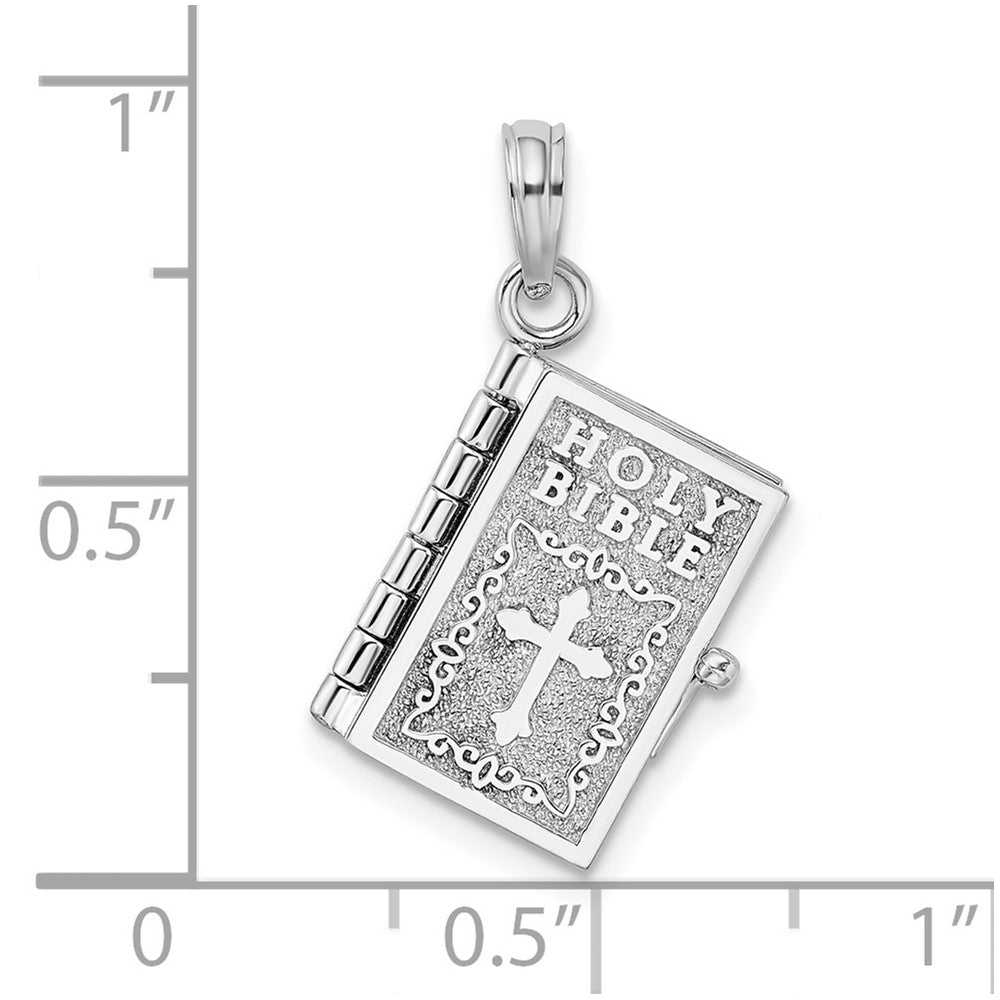 Sterling Silver De-Ani Rhodium-Plated 3D Moveable Lords Prayer Bible Pendant