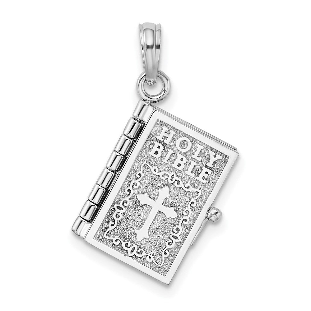 Sterling Silver De-Ani Rhodium-Plated 3D Moveable Lords Prayer Bible Pendant