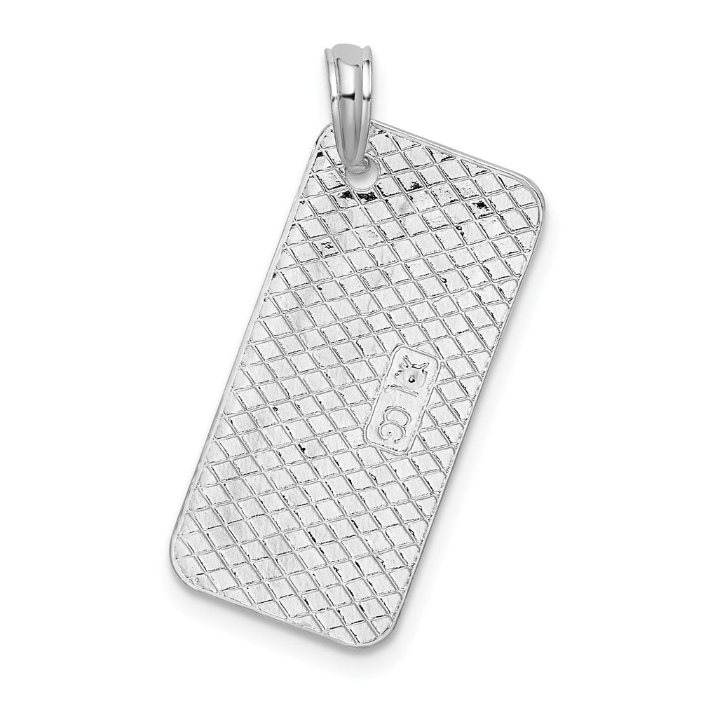 Sterling Silver De-Ani Rhodium-Plated Polished And Textured Ocean City Maryland License Plate Pendant
