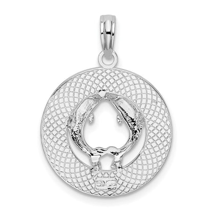 Sterling Silver De-Ani Rhodium-Plated Polished And Textured South Beach Dolphin Pendant