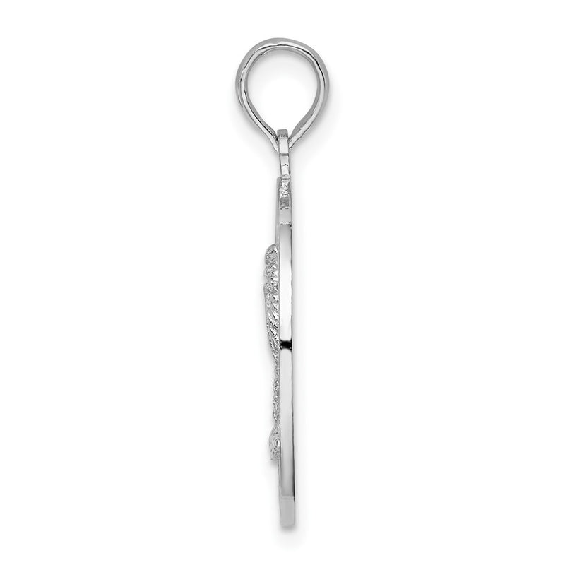 Sterling Silver De-Ani Rhodium-Plated Polished And Textured South Beach Palm Tree Pendant