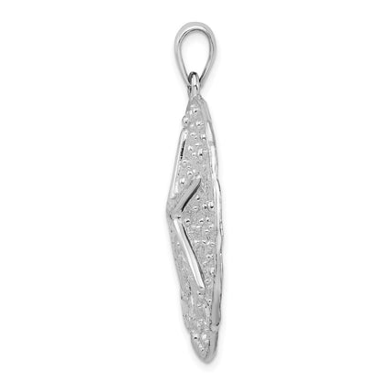 Sterling Silver De-Ani Rhodium-Plated Polished And Textured Large Sand Dollar Pendant