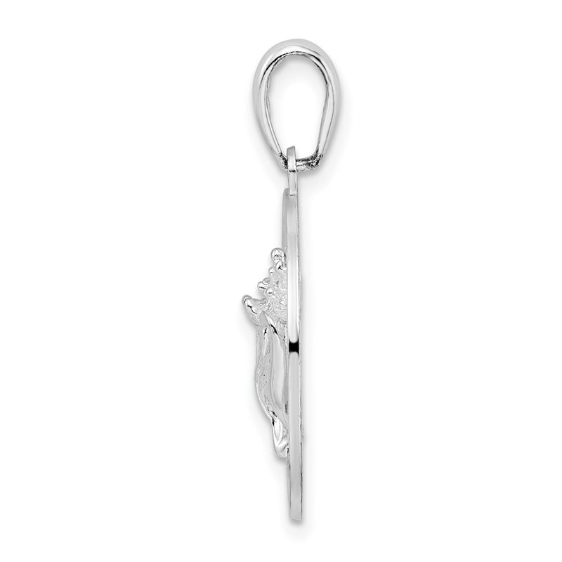 Sterling Silver De-Ani Rhodium-Plated Polished St. Augustine With Shell Circle Pendant