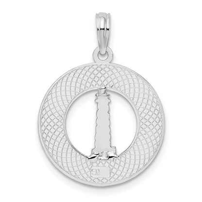 Sterling Silver De-Ani Rhodium-Plated St. Augustine With Lighthouse Circle Pendant
