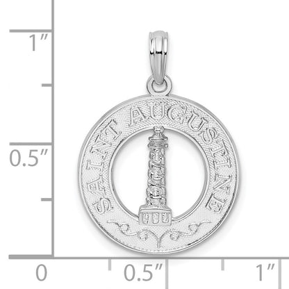 Sterling Silver De-Ani Rhodium-Plated St. Augustine With Lighthouse Circle Pendant