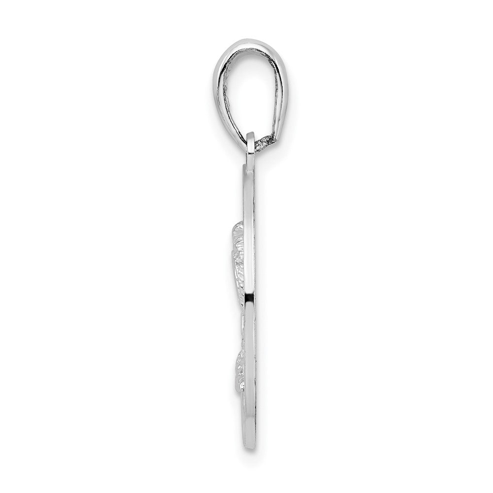 Sterling Silver De-Ani Rhodium-Plated St. Augustine With Palm Tree Circle Pendant
