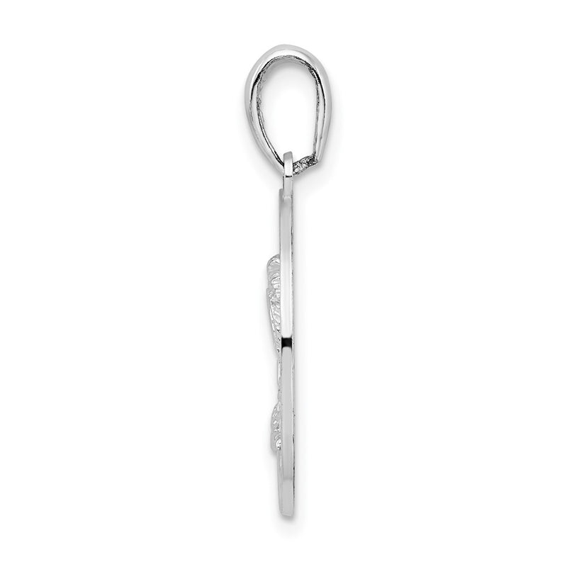 Sterling Silver De-Ani Rhodium-Plated St. Augustine With Palm Tree Circle Pendant