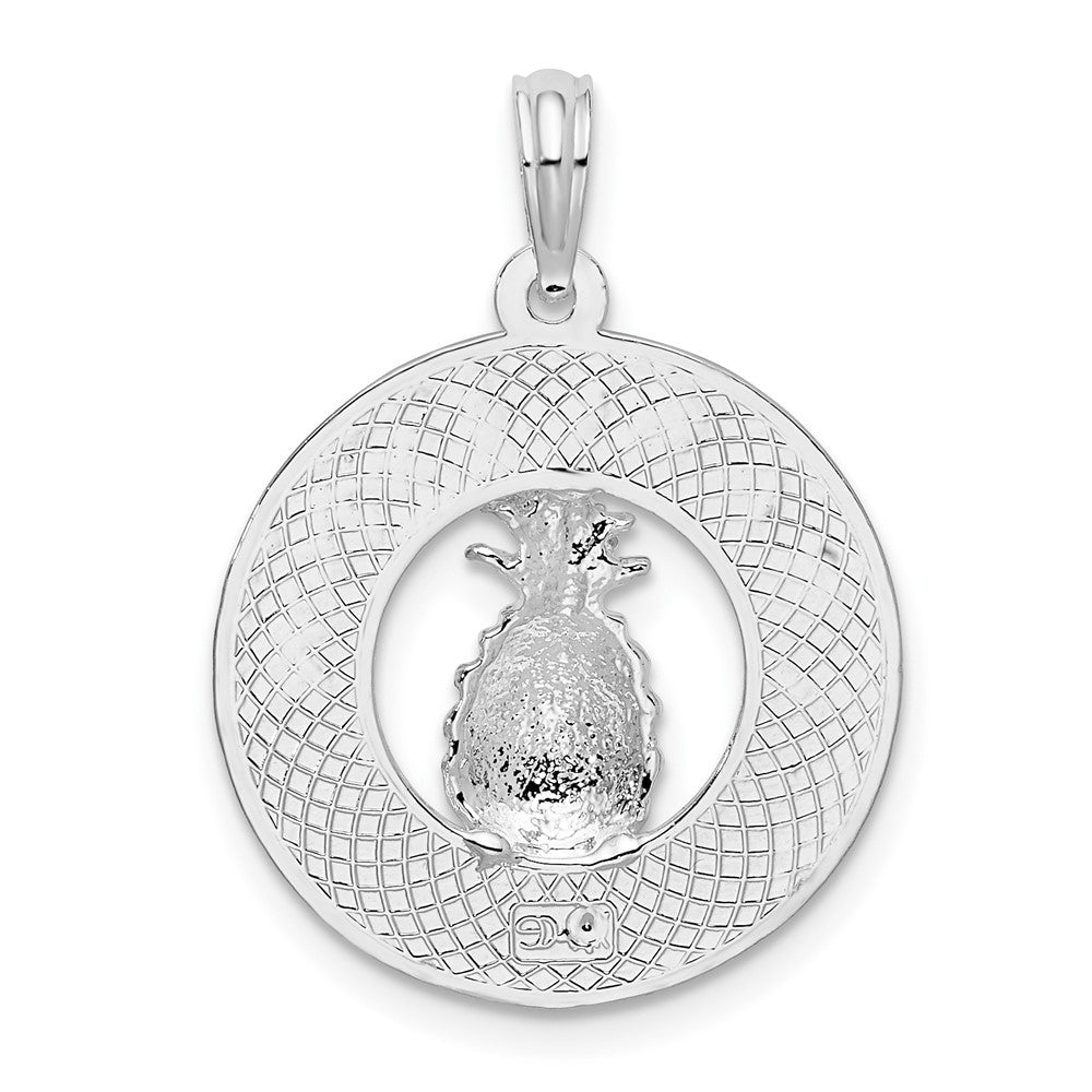 Sterling Silver De-Ani Rhodium-Plated Charleston With Pineapple Circle Pendant