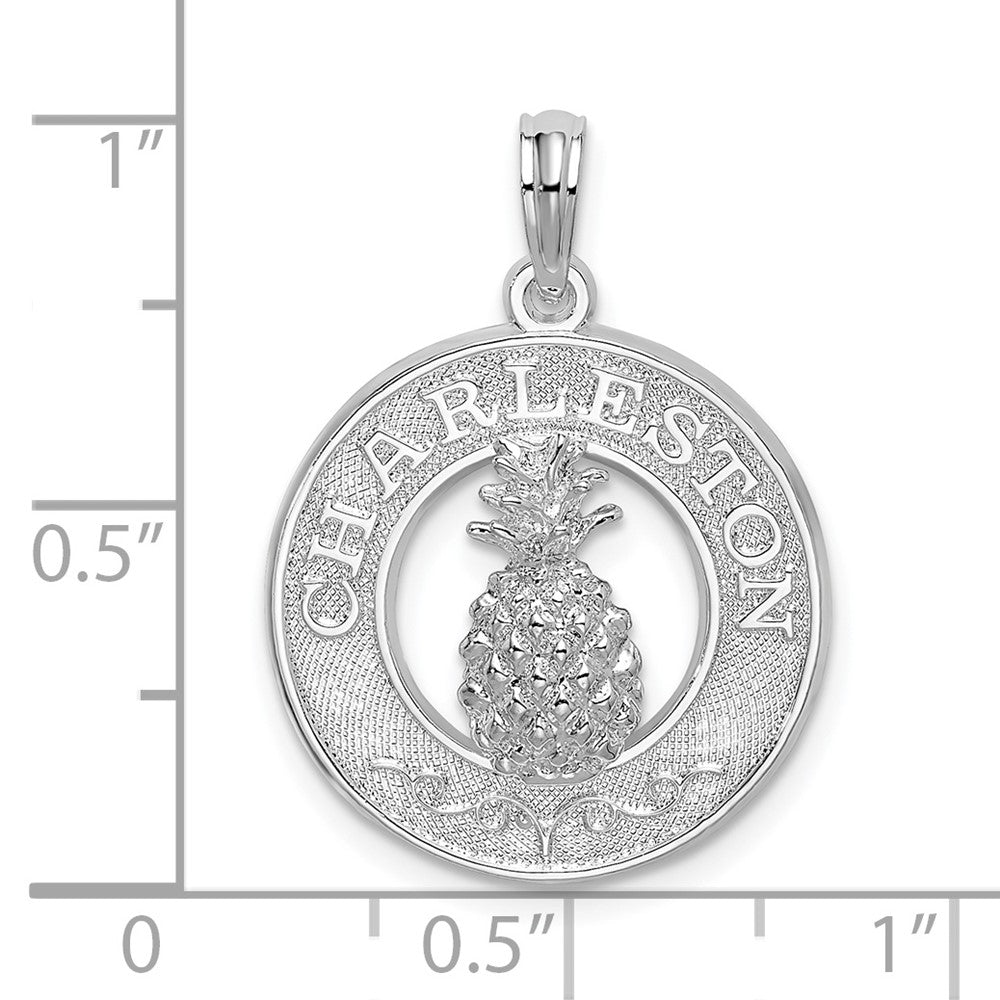 Sterling Silver De-Ani Rhodium-Plated Charleston With Pineapple Circle Pendant