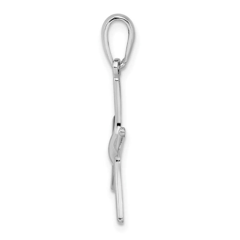 Sterling Silver De-Ani Rhodium-Plated Polished Starfish Pendant