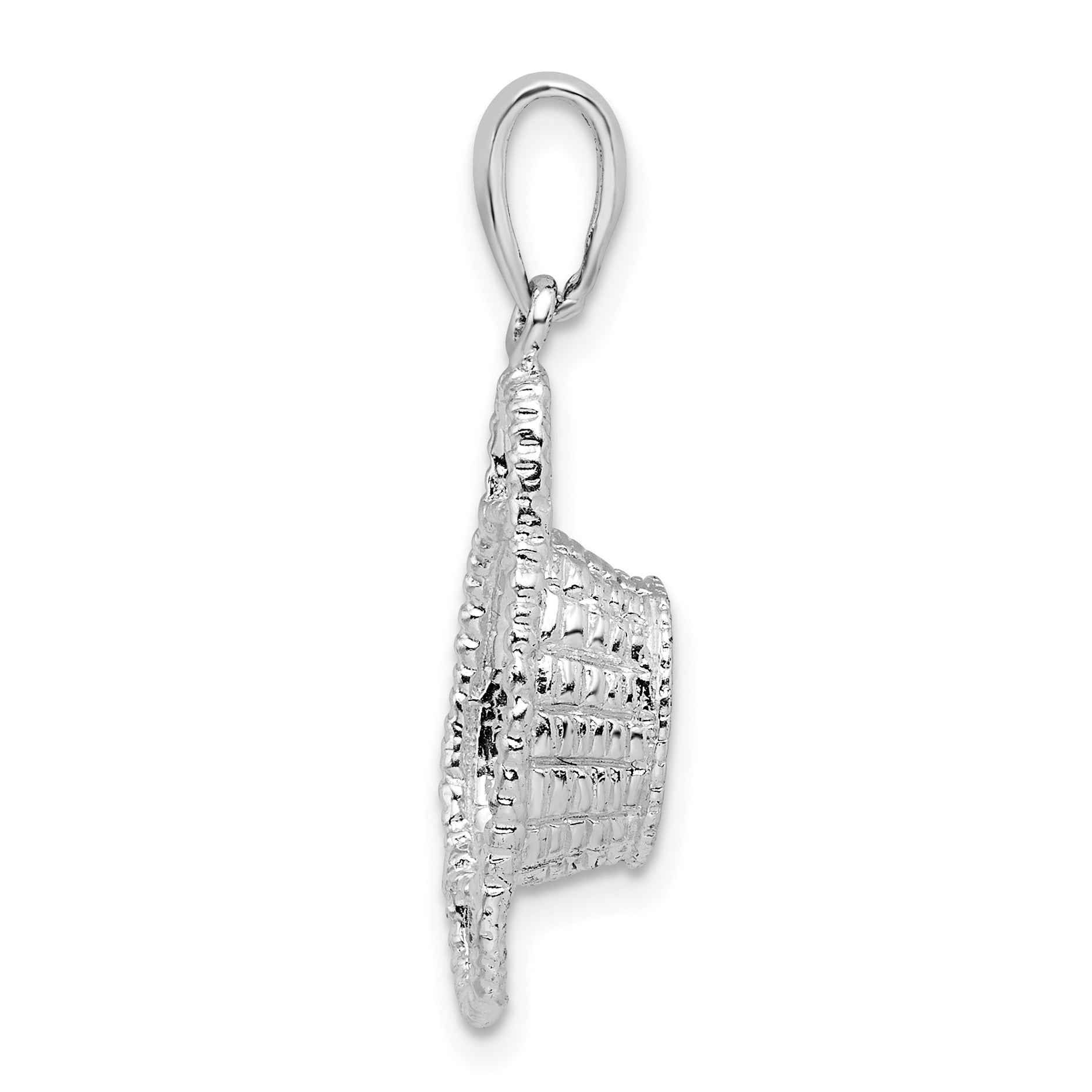 Sterling Silver De-Ani Rhodium-Plated Polished 3D Double Handle Basket Pendant