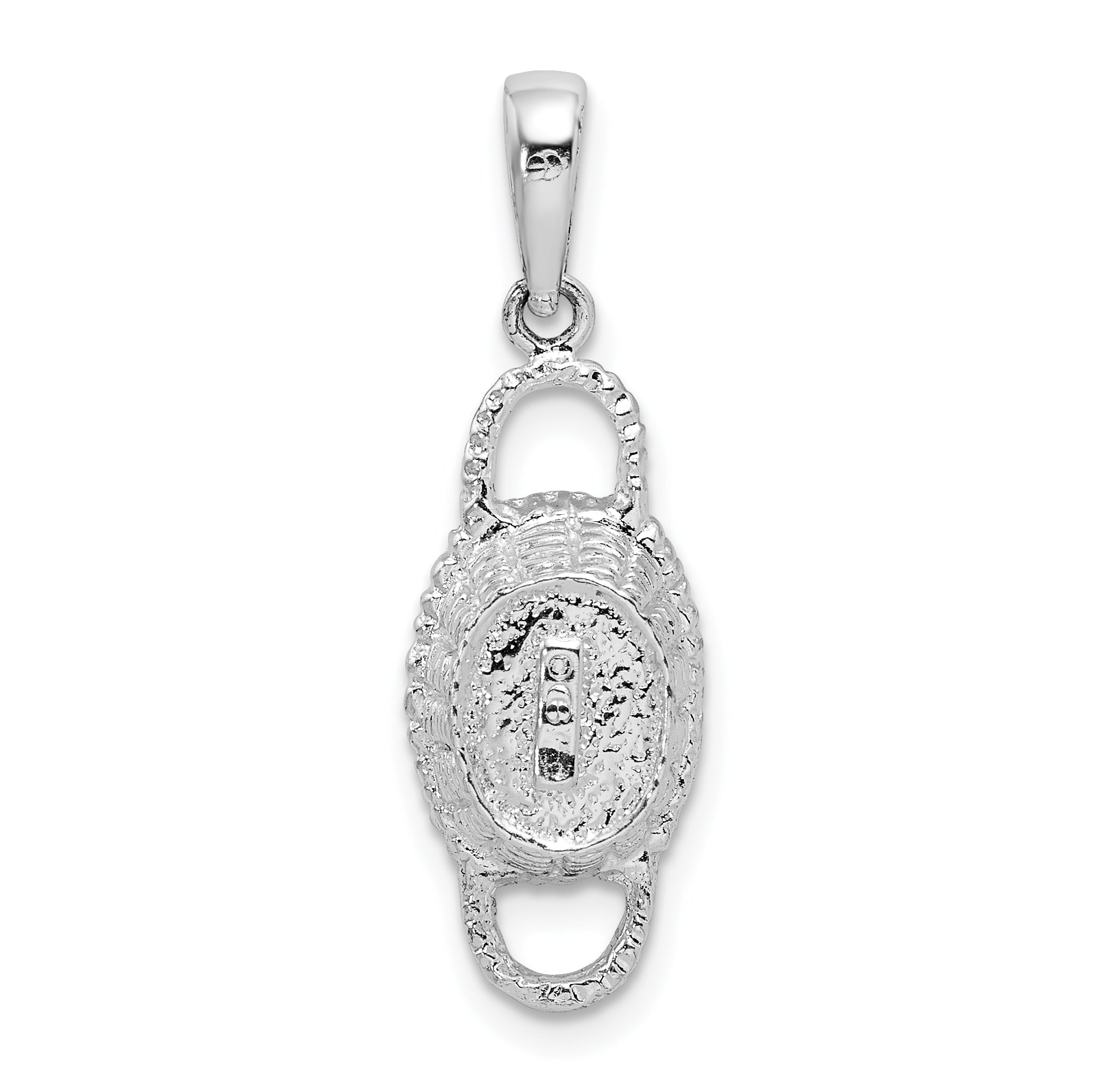 Sterling Silver De-Ani Rhodium-Plated Polished 3D Double Handle Basket Pendant