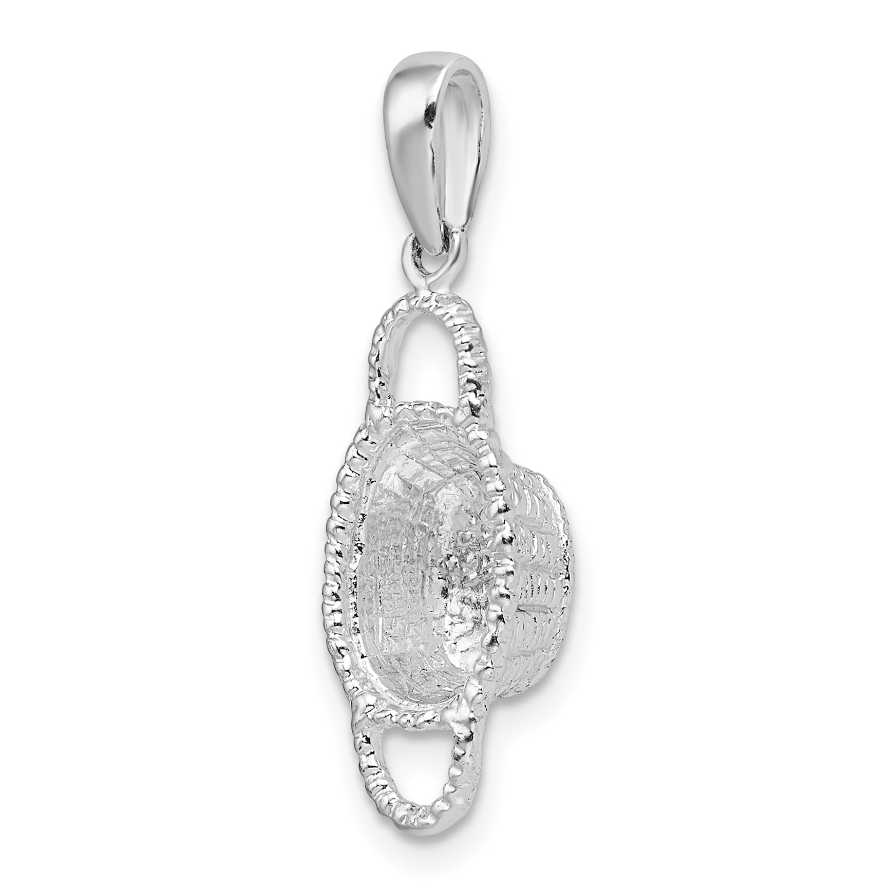 Sterling Silver De-Ani Rhodium-Plated Polished 3D Double Handle Basket Pendant