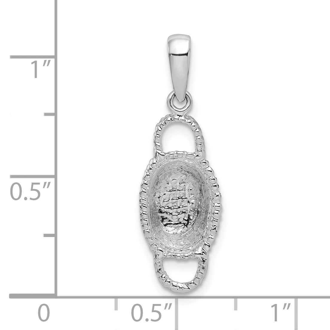 Sterling Silver De-Ani Rhodium-Plated Polished 3D Double Handle Basket Pendant