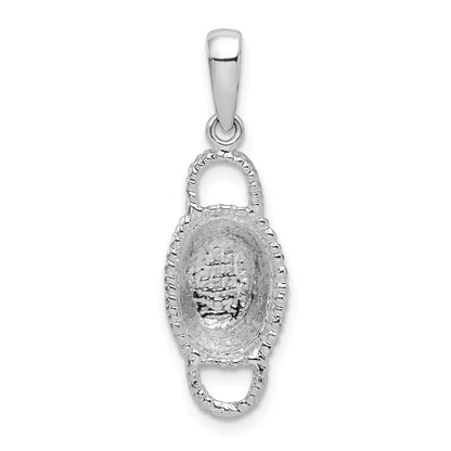 Sterling Silver De-Ani Rhodium-Plated Polished 3D Double Handle Basket Pendant