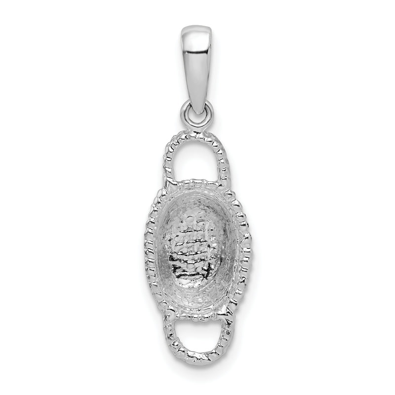 Sterling Silver De-Ani Rhodium-Plated Polished 3D Double Handle Basket Pendant