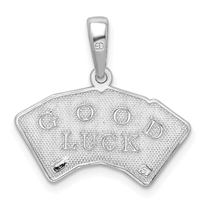 Sterling Silver De-Ani Rhodium-Plated Polished 4 Aces Good Luck Playing Cards Pendant