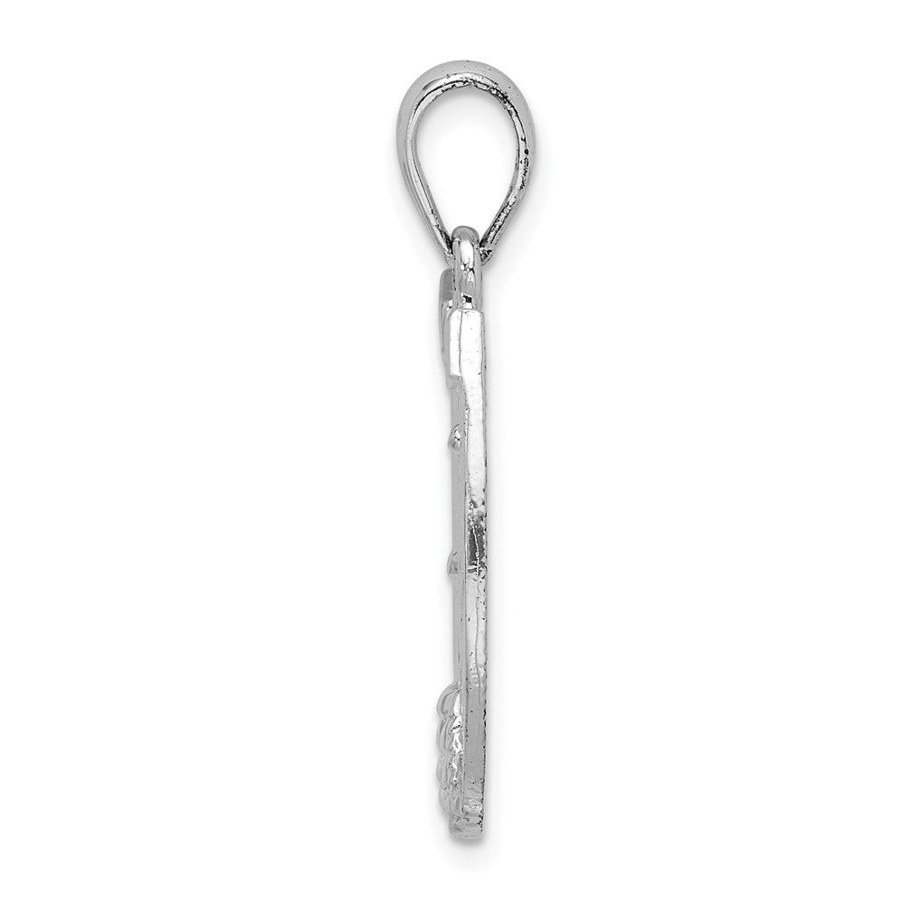 Sterling Silver De-Ani Rhodium-Plated Polished Dollar Sign In Horse Shoe Pendant