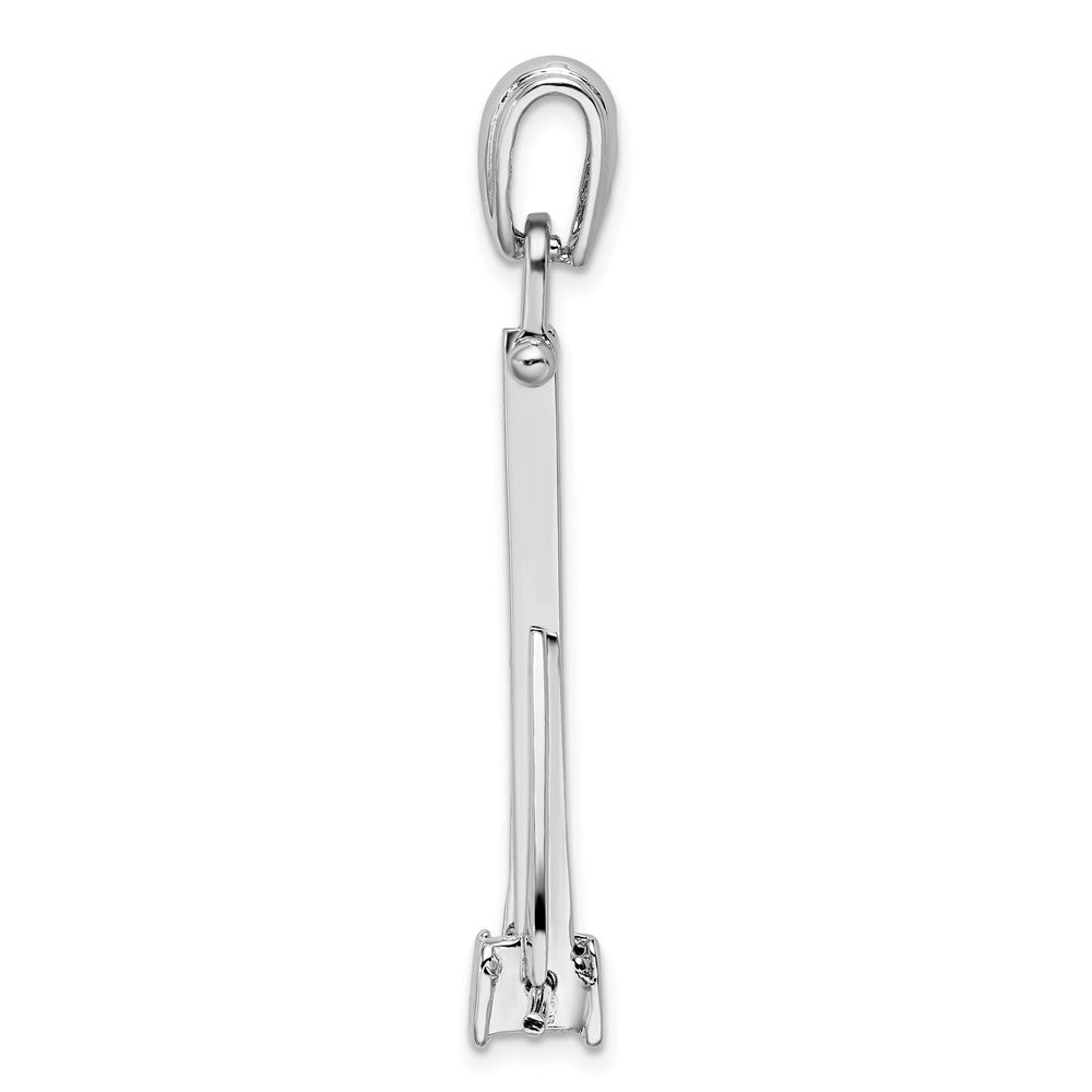Sterling Silver De-Ani Rhodium-Plated Polished 3D Moveable Danforth Anchor Pendant