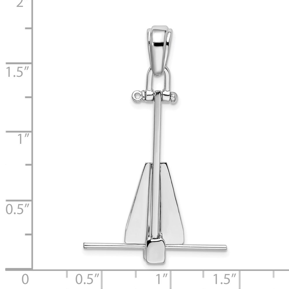 Sterling Silver De-Ani Rhodium-Plated Polished 3D Moveable Danforth Anchor Pendant