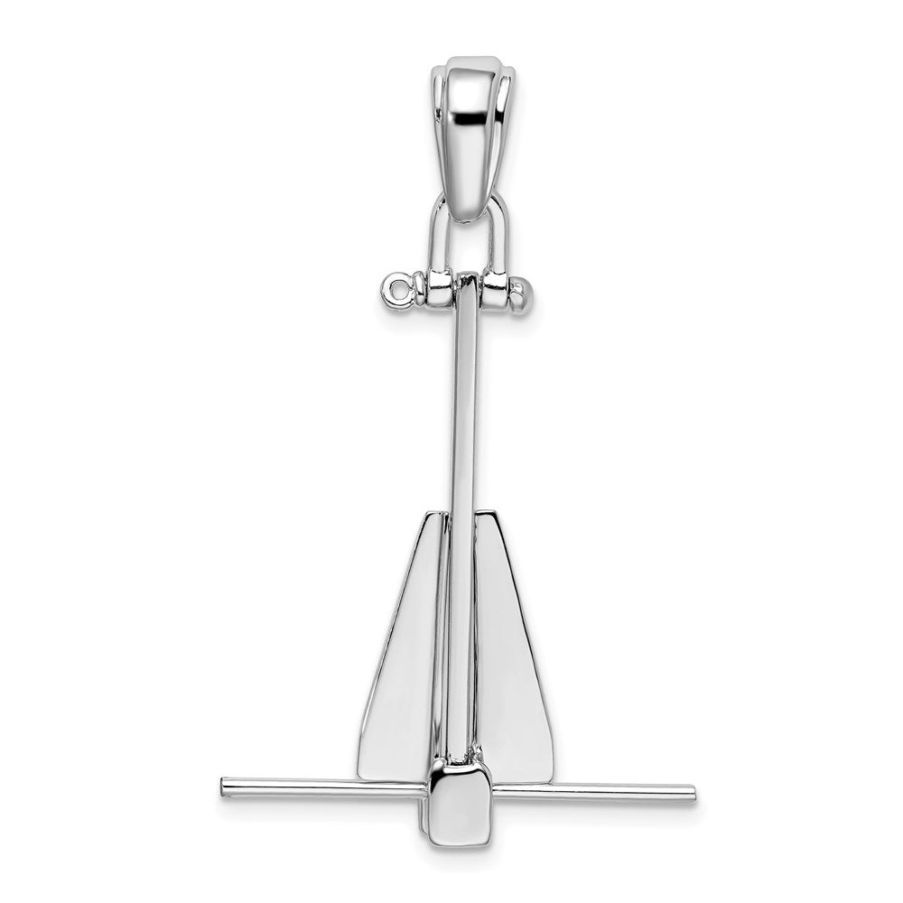 Sterling Silver De-Ani Rhodium-Plated Polished 3D Moveable Danforth Anchor Pendant