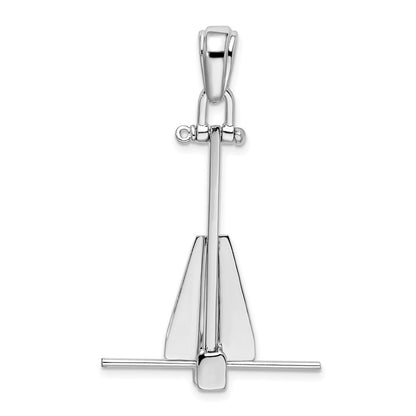 Sterling Silver De-Ani Rhodium-Plated Polished 3D Moveable Danforth Anchor Pendant