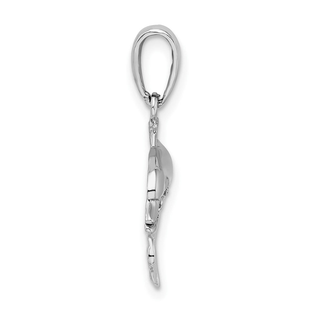 Sterling Silver De-Ani Rhodium-Plated Polished Dolphin Pendant
