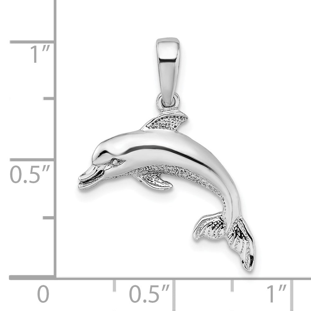 Sterling Silver De-Ani Rhodium-Plated Polished Dolphin Pendant