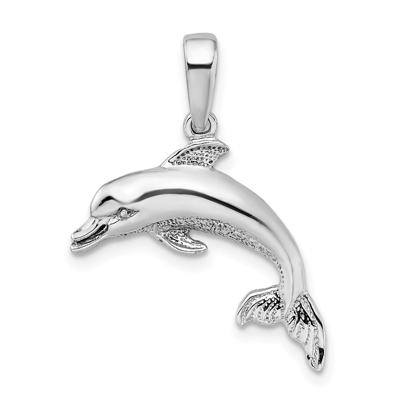 Sterling Silver De-Ani Rhodium-Plated Polished Dolphin Pendant