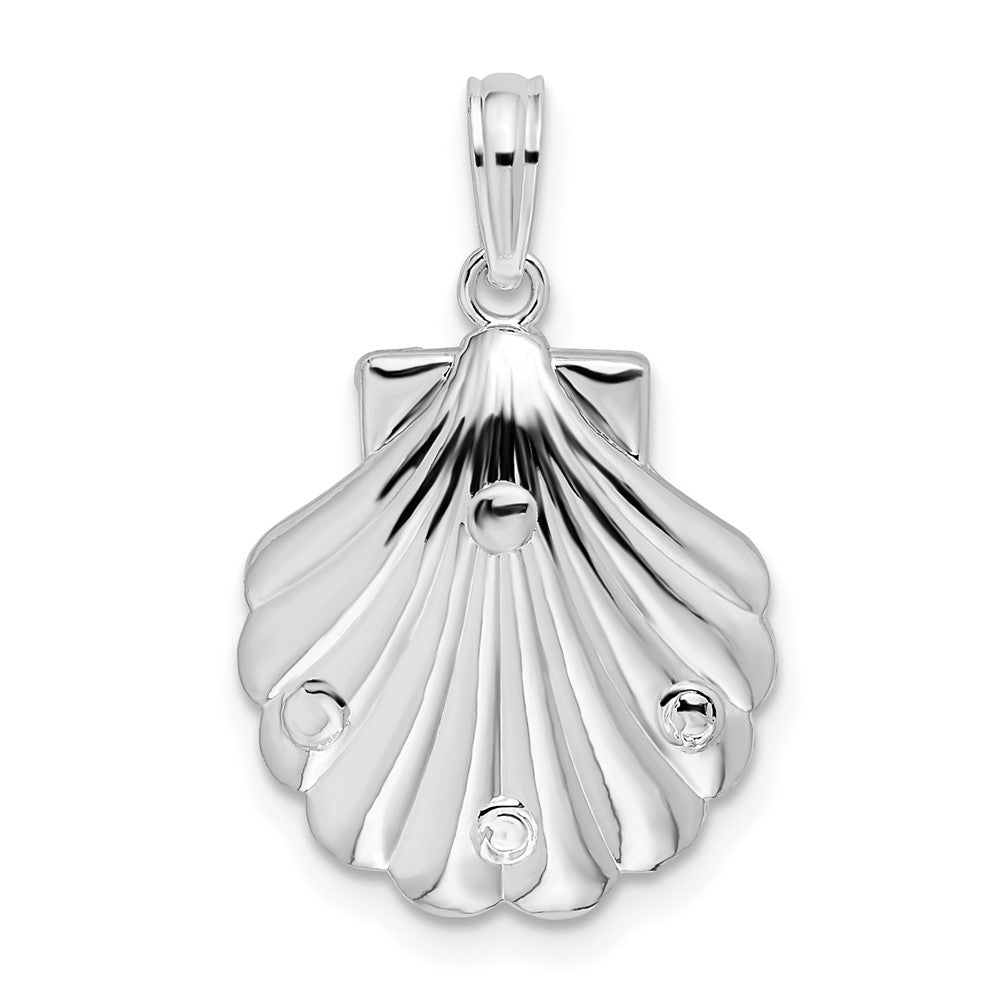 Sterling Silver De-Ani Rhodium-Plated Polished And Textured Shell / Sea Horse Pendant
