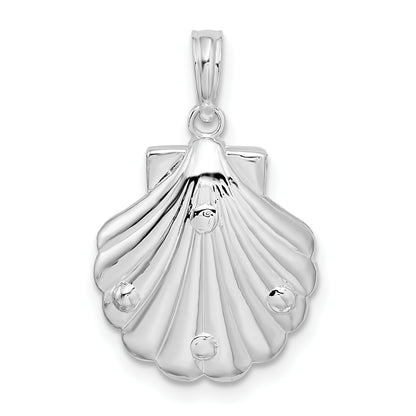 Sterling Silver De-Ani Rhodium-Plated Polished And Textured Shell / Palm Trees Pendant
