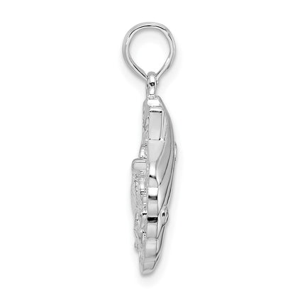 Sterling Silver De-Ani Rhodium-Plated Polished And Textured Shell / Sea Turtles Pendant