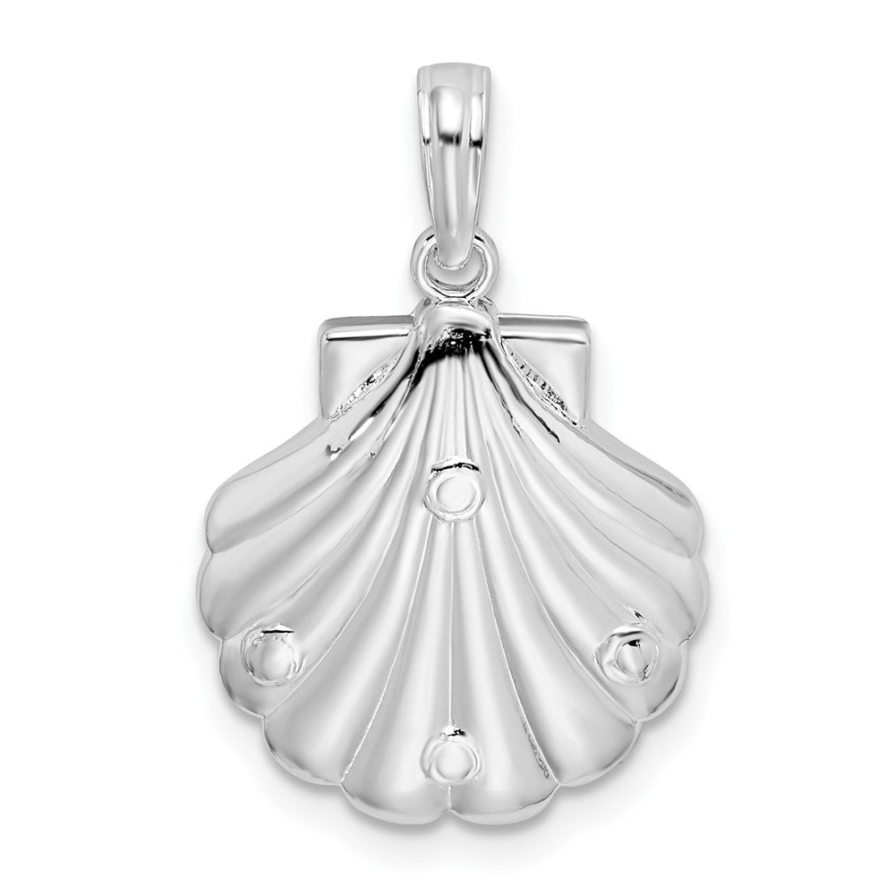 Sterling Silver De-Ani Rhodium-Plated Polished And Textured Shell / Sea Turtles Pendant