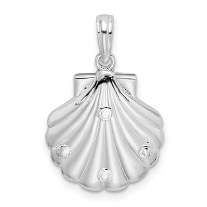 Sterling Silver De-Ani Rhodium-Plated Polished And Textured Shell / Sea Turtles Pendant