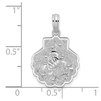 Sterling Silver De-Ani Rhodium-Plated Polished And Textured Shell / Sea Turtles Pendant