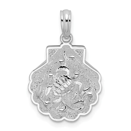 Sterling Silver De-Ani Rhodium-Plated Polished And Textured Shell / Sea Turtles Pendant