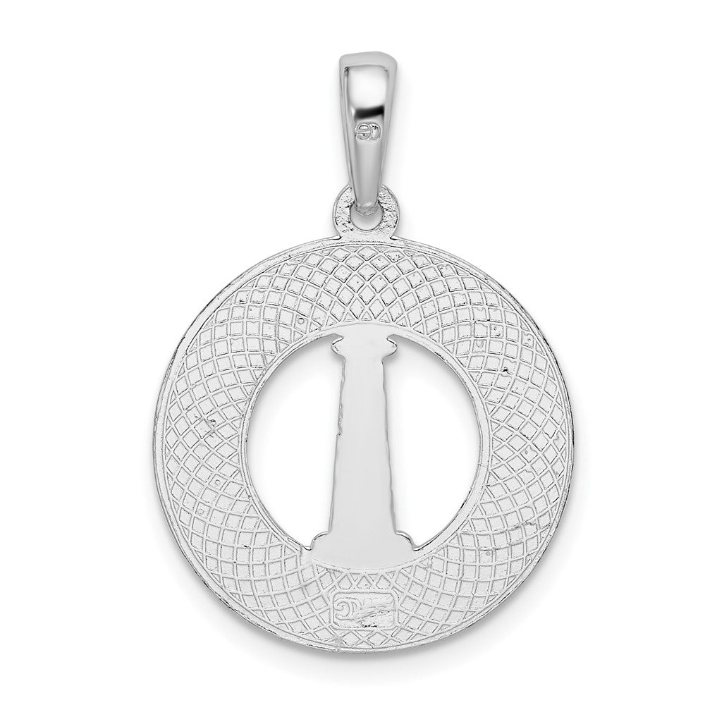 Sterling Silver De-Ani Rhodium-Plated Cape Cod With Lighthouse Circle Pendant