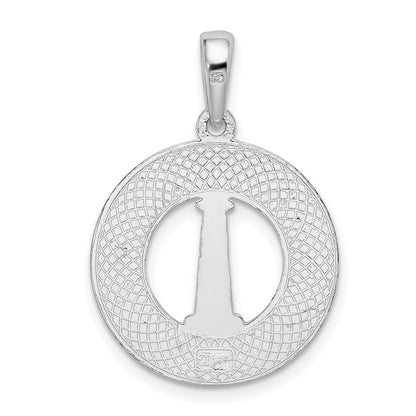 Sterling Silver De-Ani Rhodium-Plated Cape Cod With Lighthouse Circle Pendant
