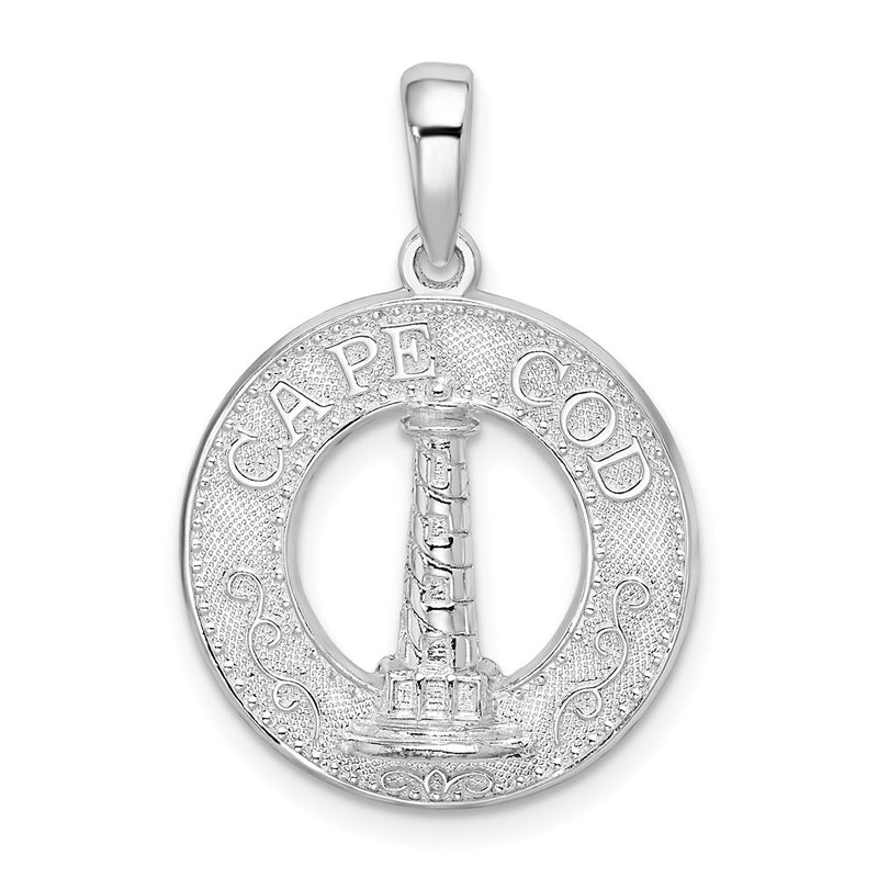 Sterling Silver De-Ani Rhodium-Plated Cape Cod With Lighthouse Circle Pendant