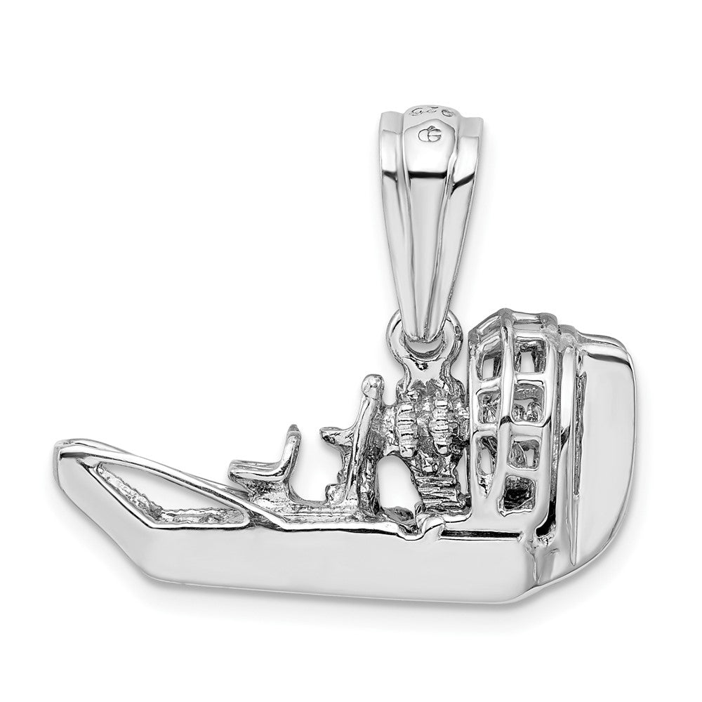Sterling Silver De-Ani Rhodium-Plated Polished 3D Air Boat Pendant