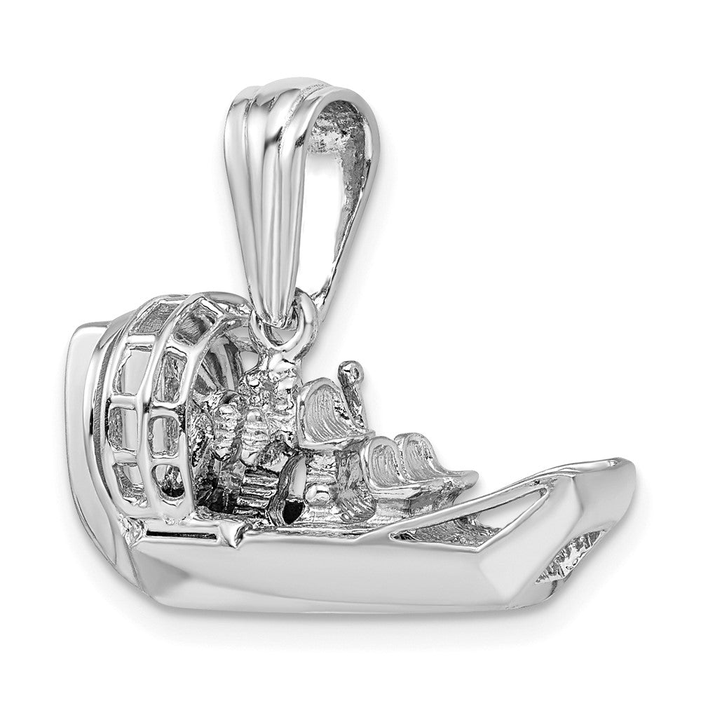 Sterling Silver De-Ani Rhodium-Plated Polished 3D Air Boat Pendant